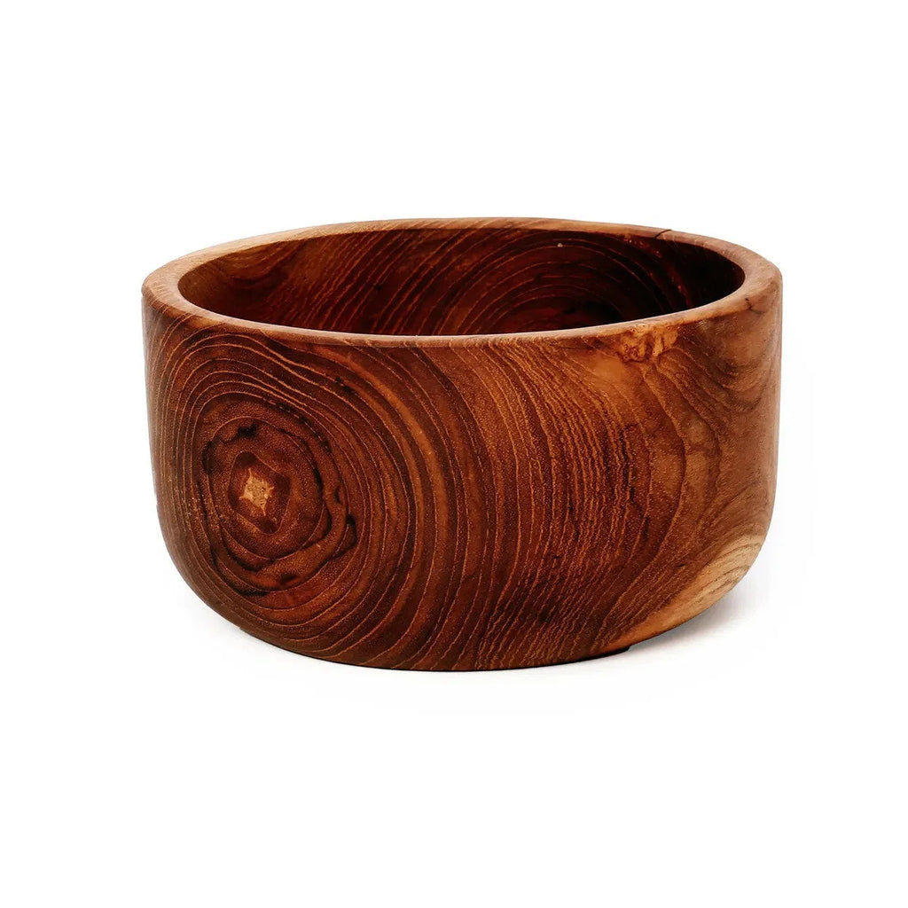 Saladier en teck naturel 15 cm avec grain visible, bois durable et noble