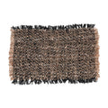 Set de table en coton gaufré noir cuivré avec franges, motif herringbone beige et marron