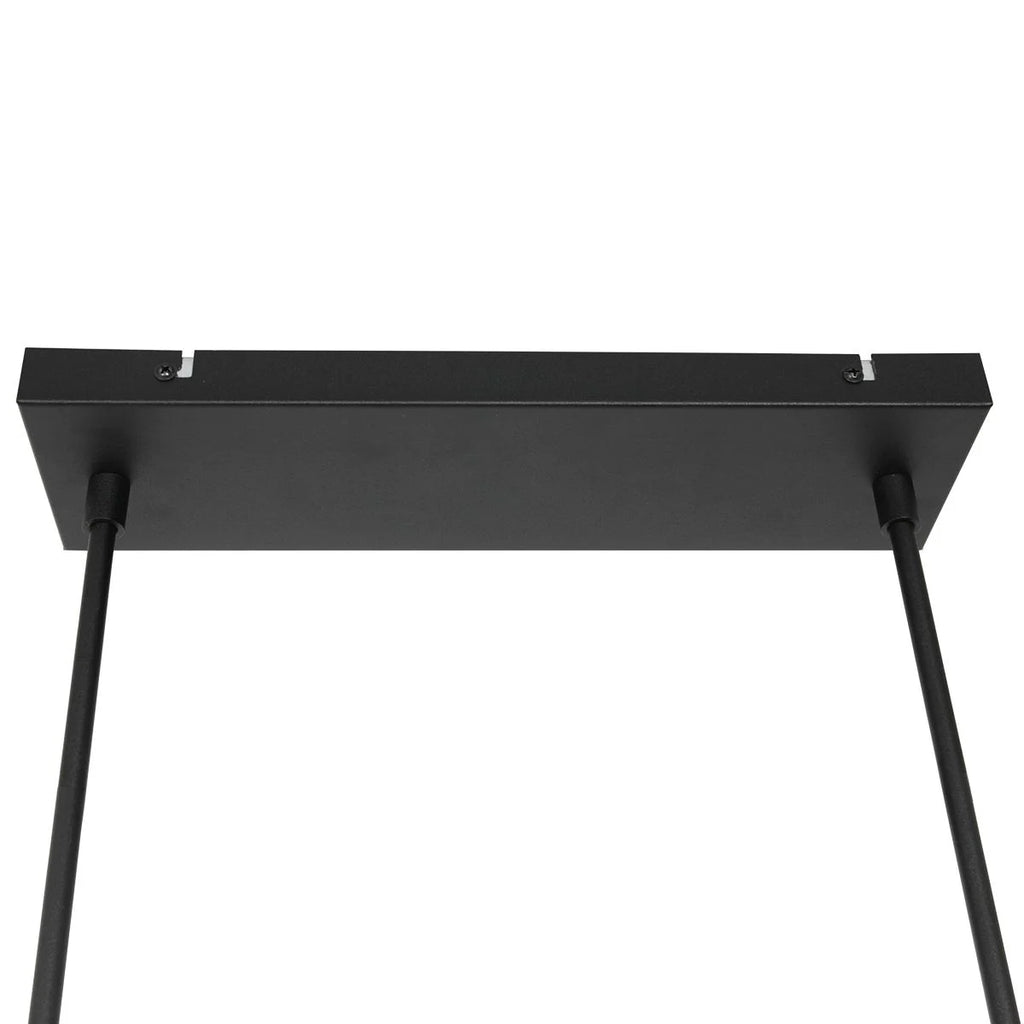 Canopy de plafond rectangulaire noir avec deux câbles de suspension dorés pour Suspension 3 abat-jour tissu noir intérieur doré 140x30 cm