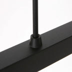 Tige en métal noir avec base conique fixée à une barre rectangulaire pour suspension abat-jour