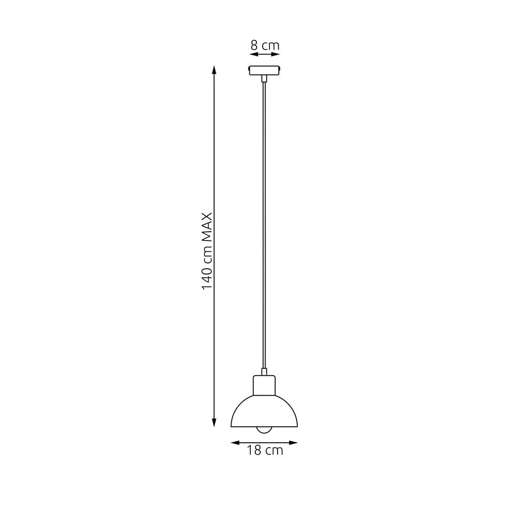 Lampe suspendue scandinave en métal blanc et bois clair, dôme Ø18 cm