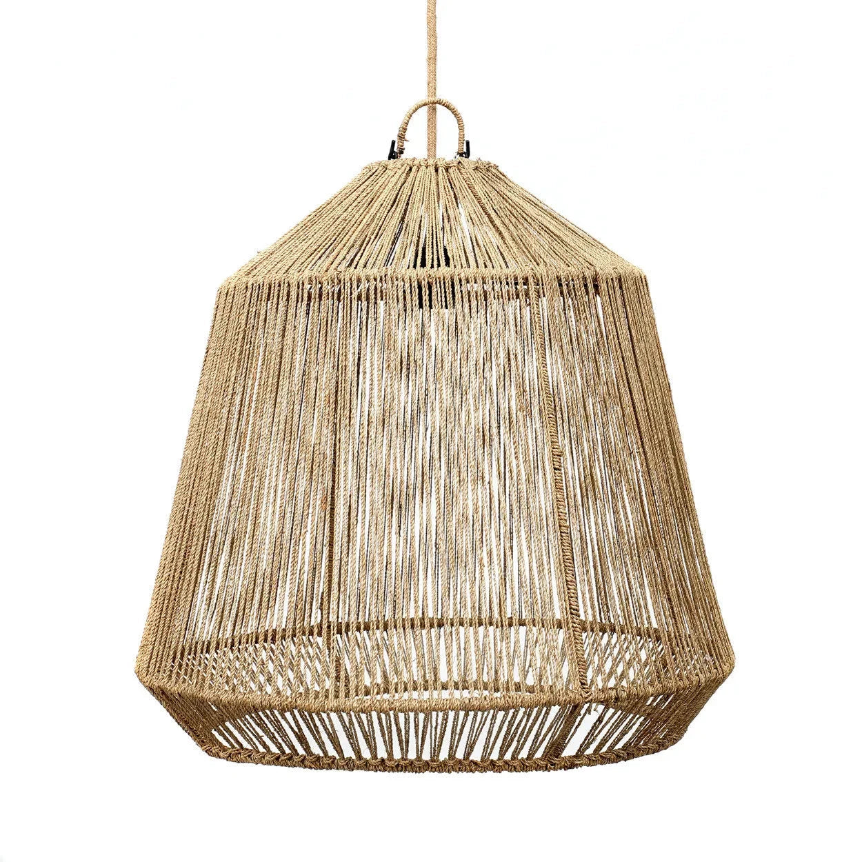 Suspension conique en corde tressée naturelle pour salon ou chambre – Ø50 cm