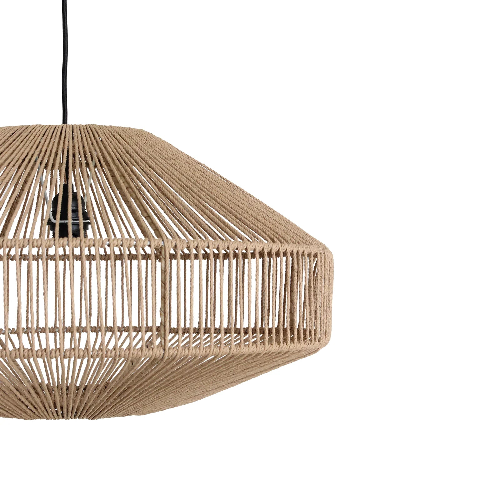 Suspension en corde naturelle ajourée beige sable hexagonale Ø60 cm