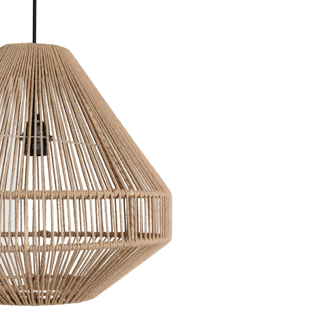 Suspension en corde naturelle forme diamant ajourée Ø44 cm