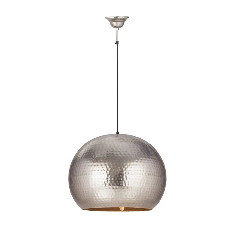 Suspension dôme en métal martelé argent et doré – Ø47 cm