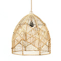 Suspension dôme en rotin tressé naturel avec motif géométrique abstrait, Ø40 cm