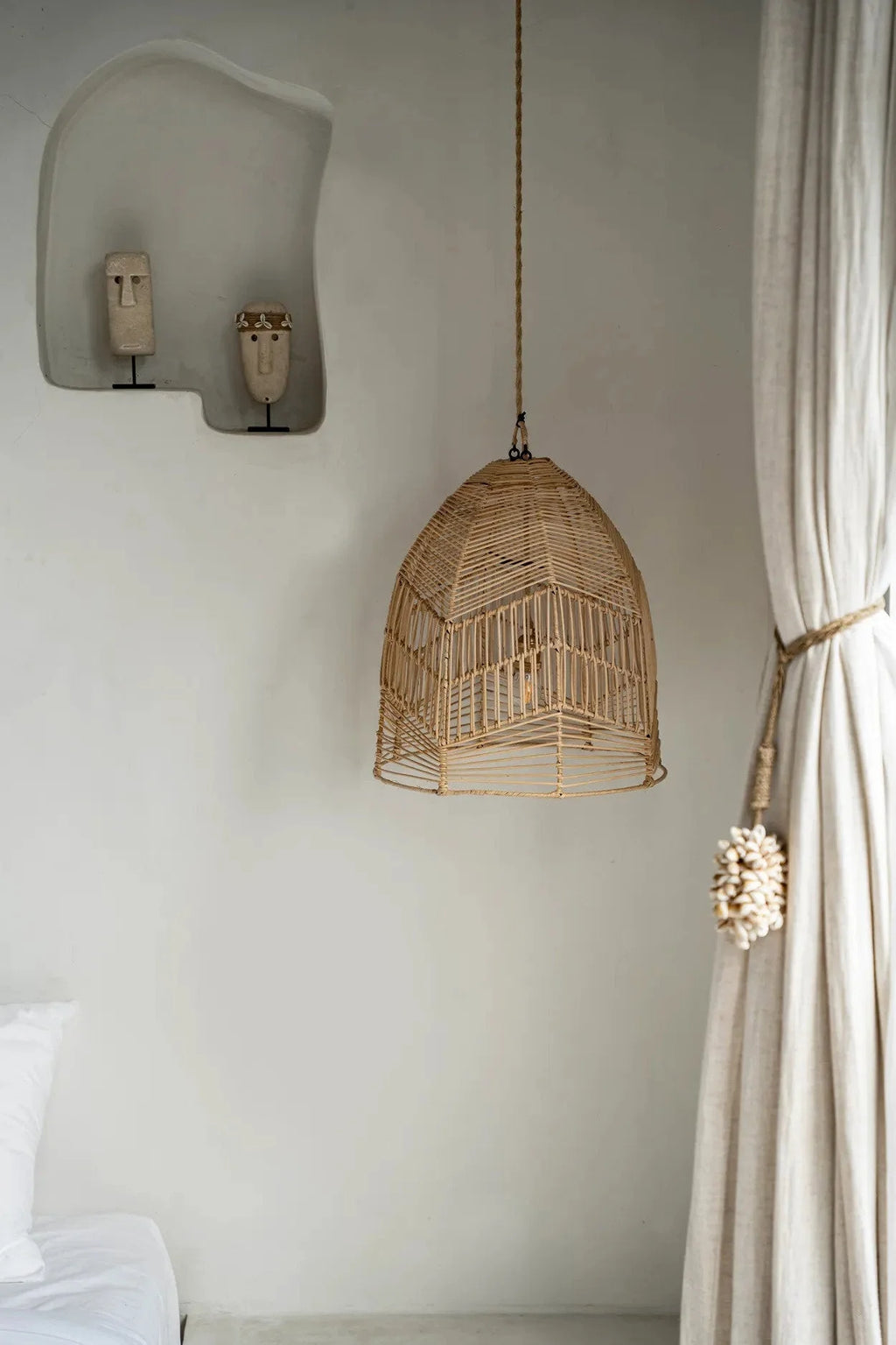 Luminaire suspendu en rotin tressé naturel de 40 cm de diamètre