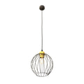 Suspension filaire globe en métal noir et laiton, Ø24 cm