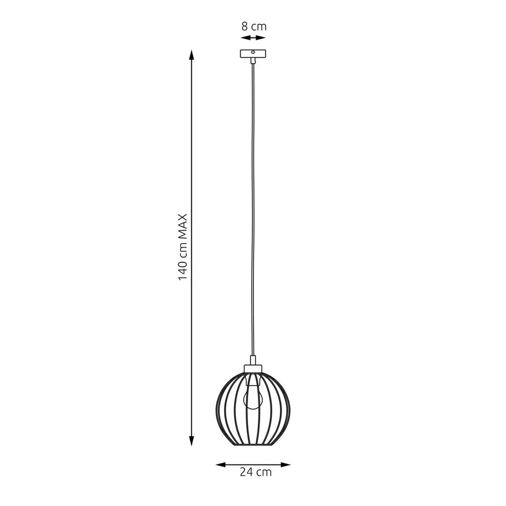 Lampe suspendue minimaliste sphérique en métal noir et laiton, Ø24 cm pour salon