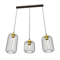 Suspension industrielle 3 lumières métal noir laiton 60x140 cm