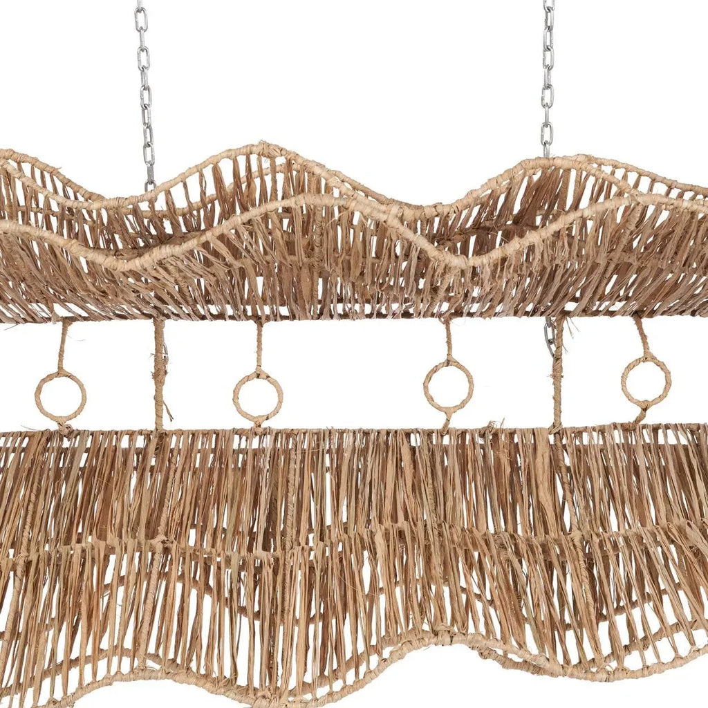Suspension linéaire XL en jonc de mer naturel à trois niveaux ondulés
