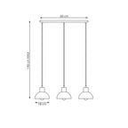 Suspension linéaire minimaliste 3 feux en métal noir et bois, 60x4 cm
