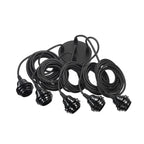 Suspension luminaire noire à 5 douilles avec câbles gainés et coiled cords