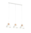 Suspension en métal blanc et bois naturel, 3 dômes, 60x4 cm