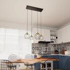Suspension métal filaire noir et or à 4 lumières Ø24 cm