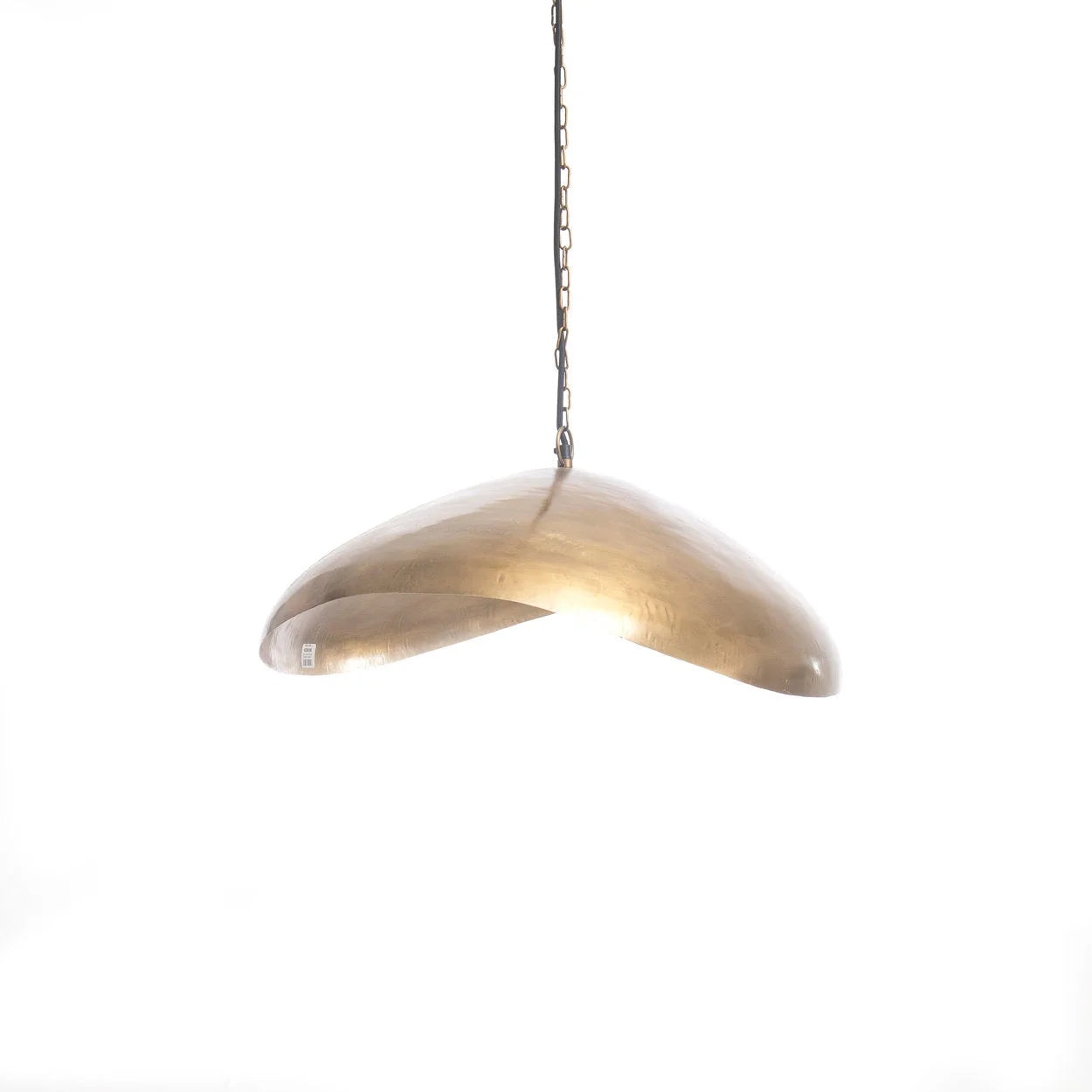 Suspension en métal martelé laiton torsadé XL 100x70 cm, design asymétrique moderne