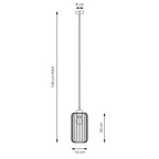 Lampe suspendue minimaliste avec abat-jour verre cylindrique nervuré, Ø16 cm