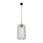 Suspension métal noir abat-jour cage doré industriel Ø16 cm