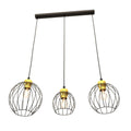Suspension métal noir et or à 3 abat-jours cage Ø24 cm