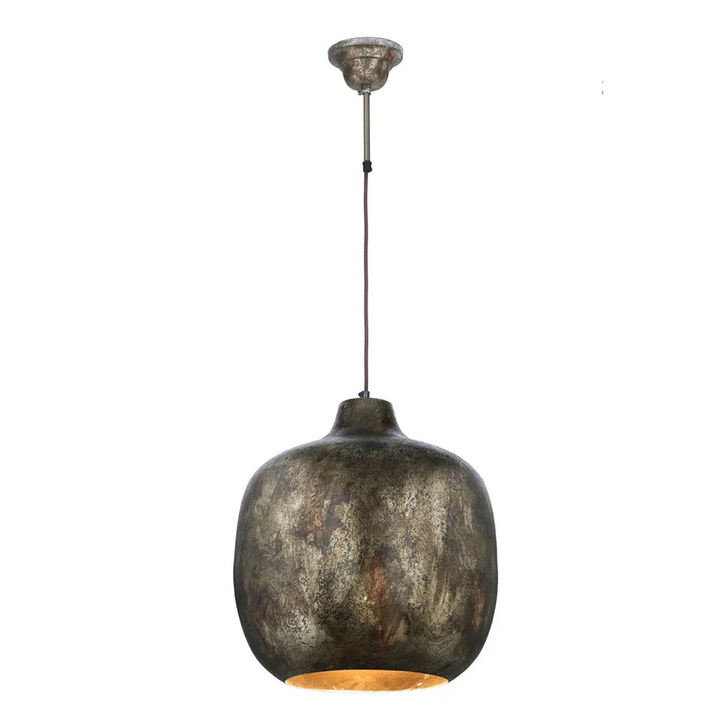 Suspension métal patiné noir bronze intérieur doré – Ø40 cm