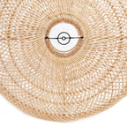 Suspension ovale en rotin naturel ajouré avec ouverture centrale, diamètre 40 cm