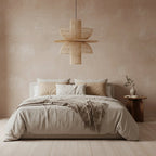 Suspension en rotin naturel beige ajourée en forme de fleur, Ø65 cm