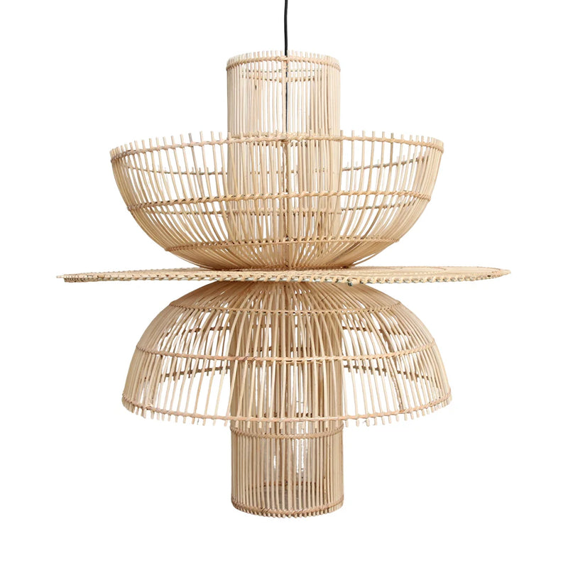 Suspension en rotin naturel forme fleur ajourée – Ø65 cm