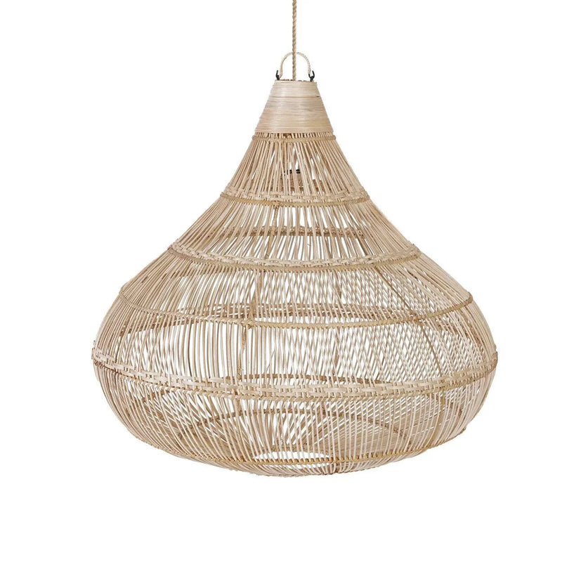 Suspension en rotin naturel forme goutte tressée ajourée – Ø55 cm - M