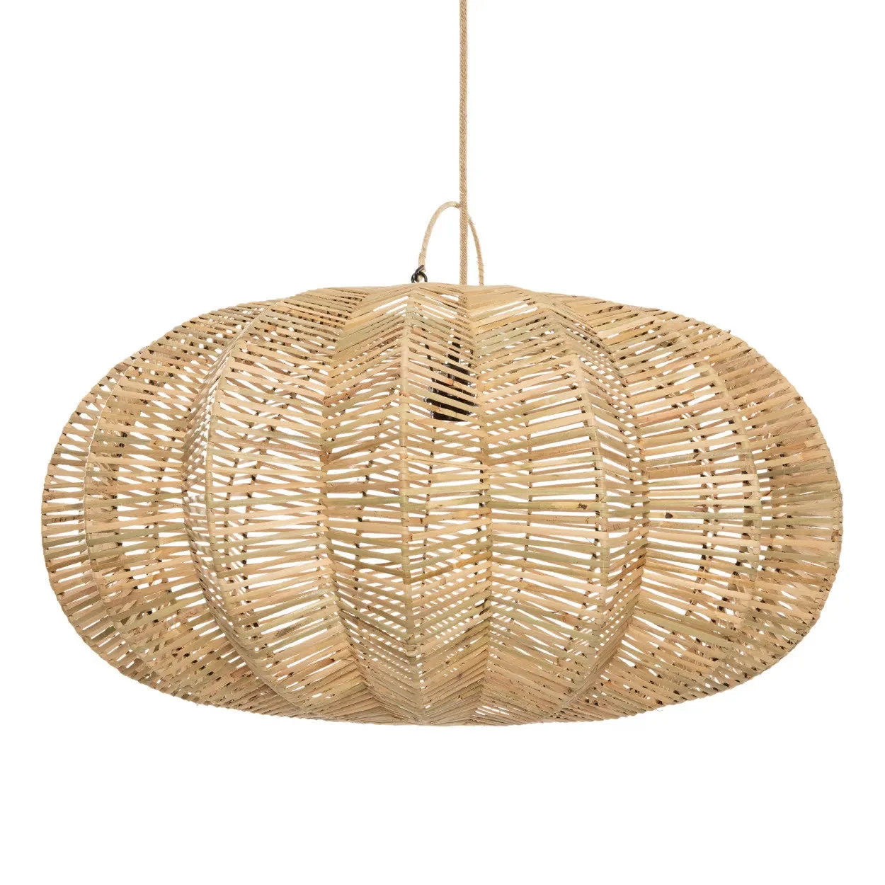 Suspension en rotin naturel forme lanterne ajourée en bambou tressé Ø65 cm