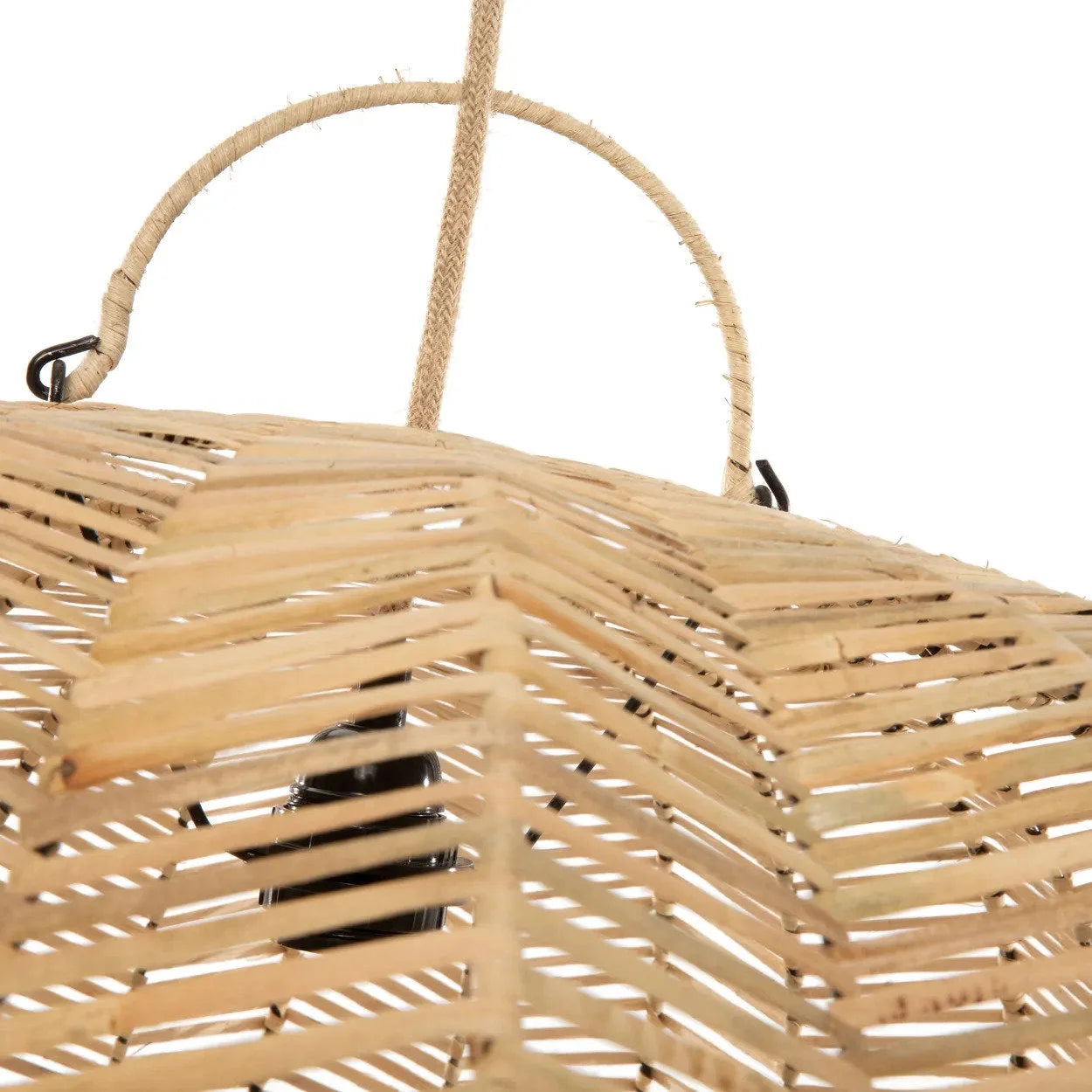Suspension en rotin naturel forme lanterne ajourée hexagonale Ø65 cm