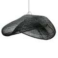 Suspension en rotin noir ajouré forme organique XXL Ø120 cm