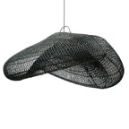 Suspension en rotin noir ajouré forme organique XXL Ø120 cm