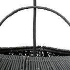 Panier suspendu en rotin noir ajouré XXL, Ø120 cm, avec anse et corde de support