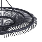 Suspension rotin noir XL 110 cm plafonnier rond design