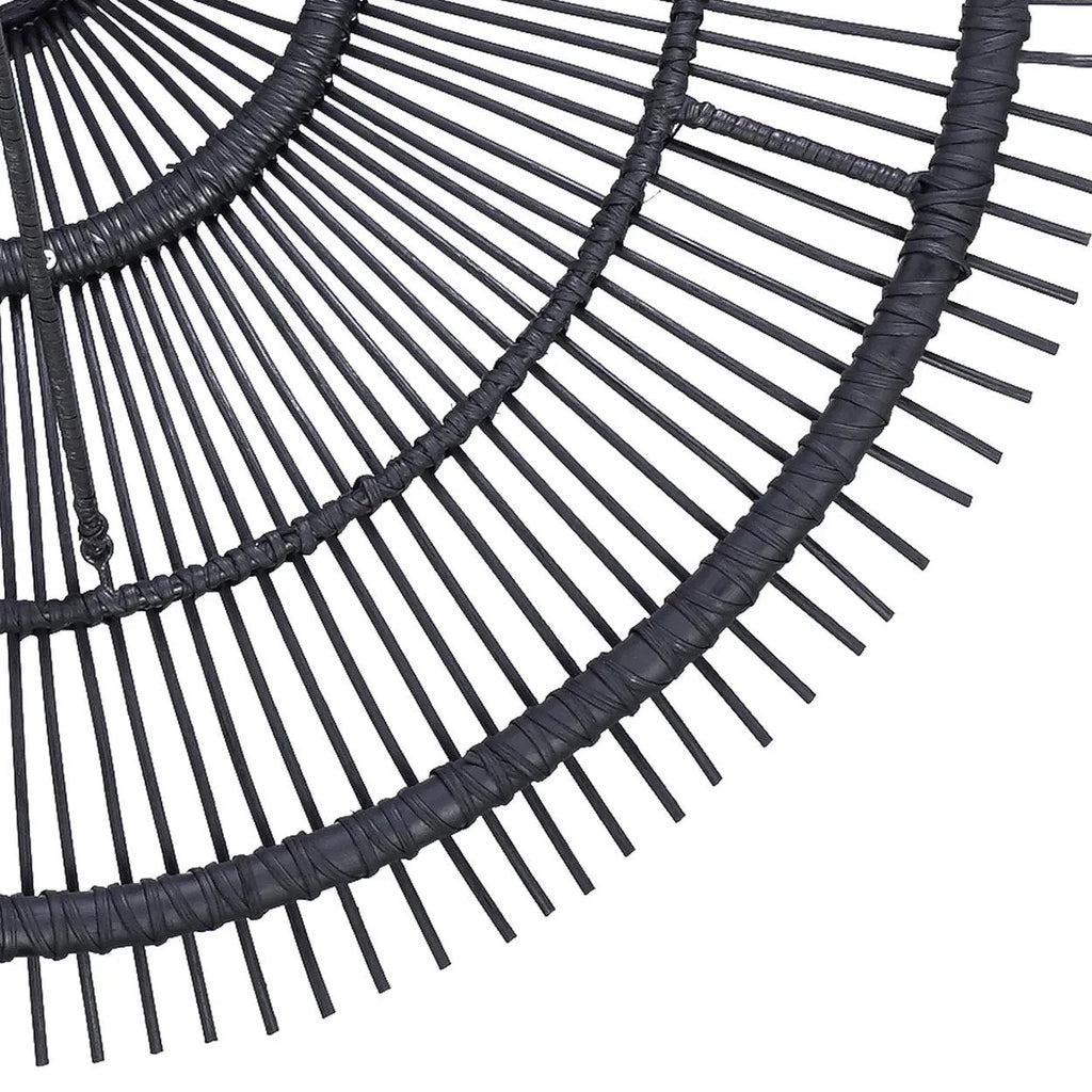 Suspension rotin noir XL 110 cm plafonnier rond design