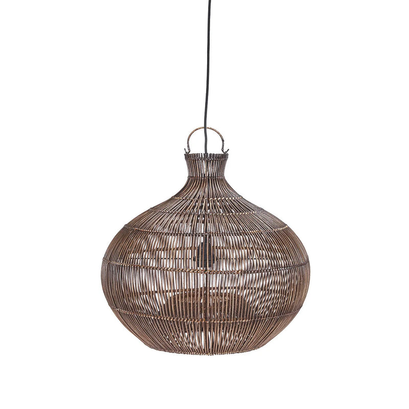 Suspension en rotin tressé brune pour coin lecture – Ø48 cm