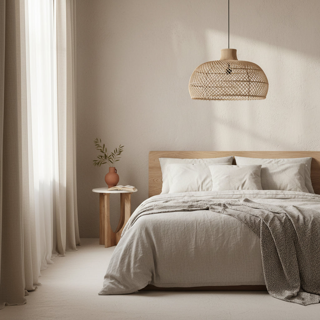 Suspension en rotin tressé naturel forme dôme – Ø57 cm