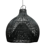 Suspension en rotin tressé noir forme goutte Ø50 cm élégante