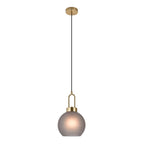 Suspension sphérique en verre fumé mat et laiton doré Ø20 cm
