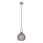 Suspension sphérique en verre fumé mat et laiton doré – Ø20 cm