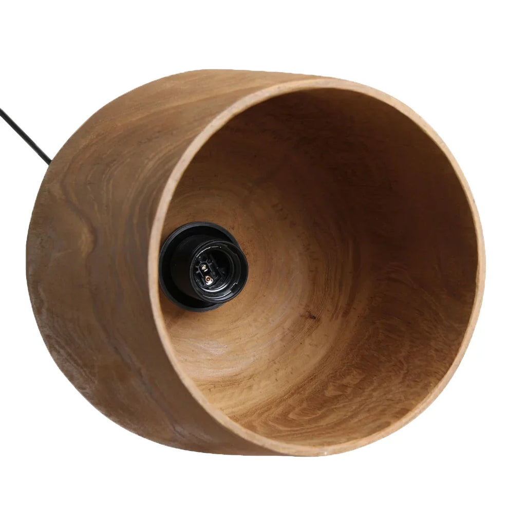 Suspension en teck naturel forme bouteille Ø25x28 cm ton chaud