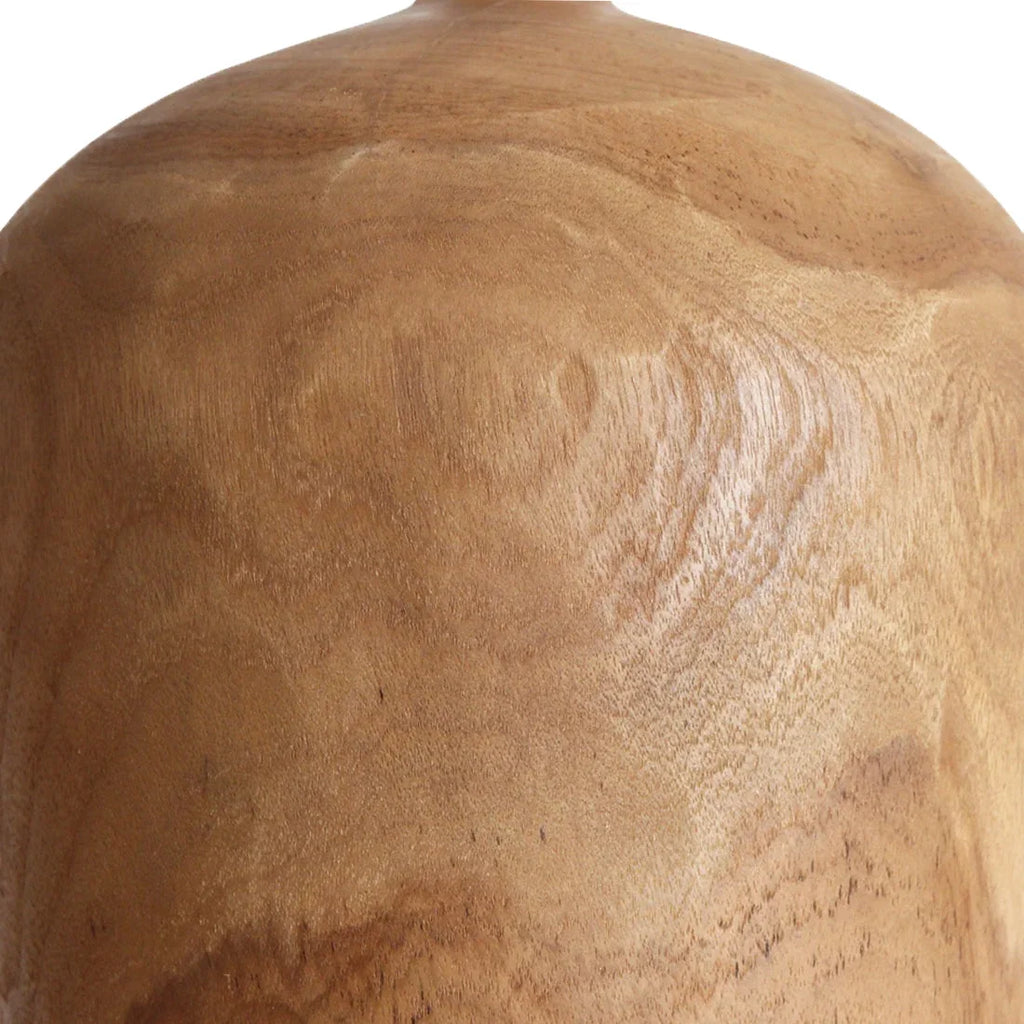 Vase en teck naturel forme bouteille, Ø25x28 cm, fini miel brun