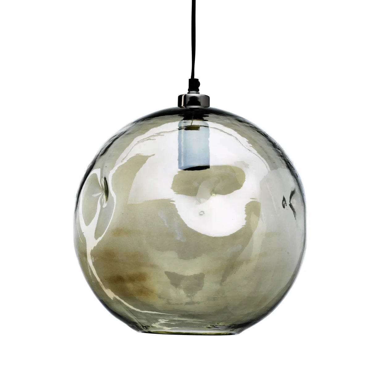 Suspension en verre soufflé vert pâle globe Ø29 cm translucide