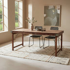 Table à manger rustique en bois recyclé brun et métal vintage 165x75 cm