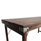 Table à manger en bois recyclé brun et métal vintage, 165x75 cm