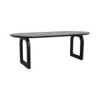Table à manger oblongue en bois noir, pieds arche ajourés 200x90 cm