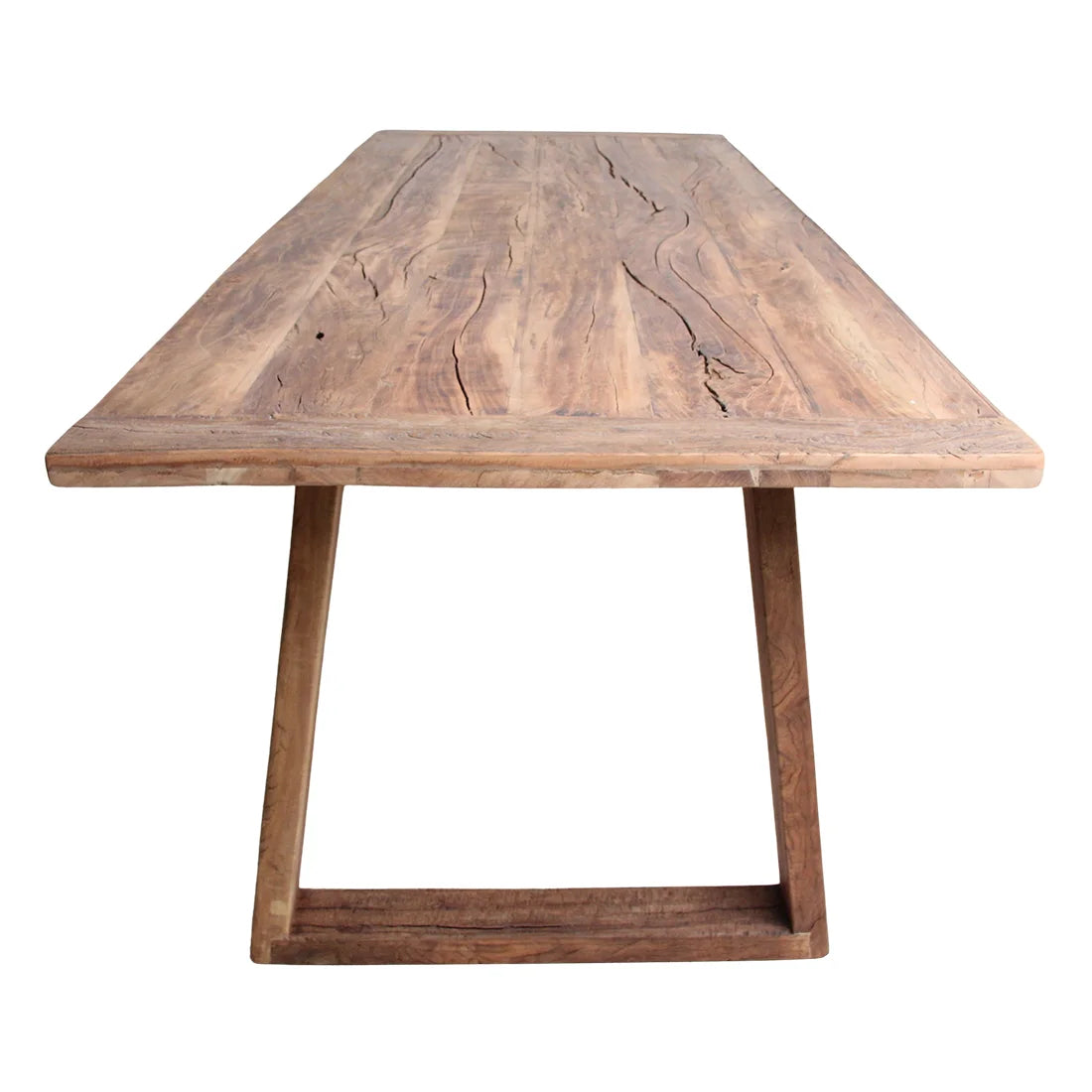 Table à manger en teck recyclé 240x90 cm, fini rustique vieilli