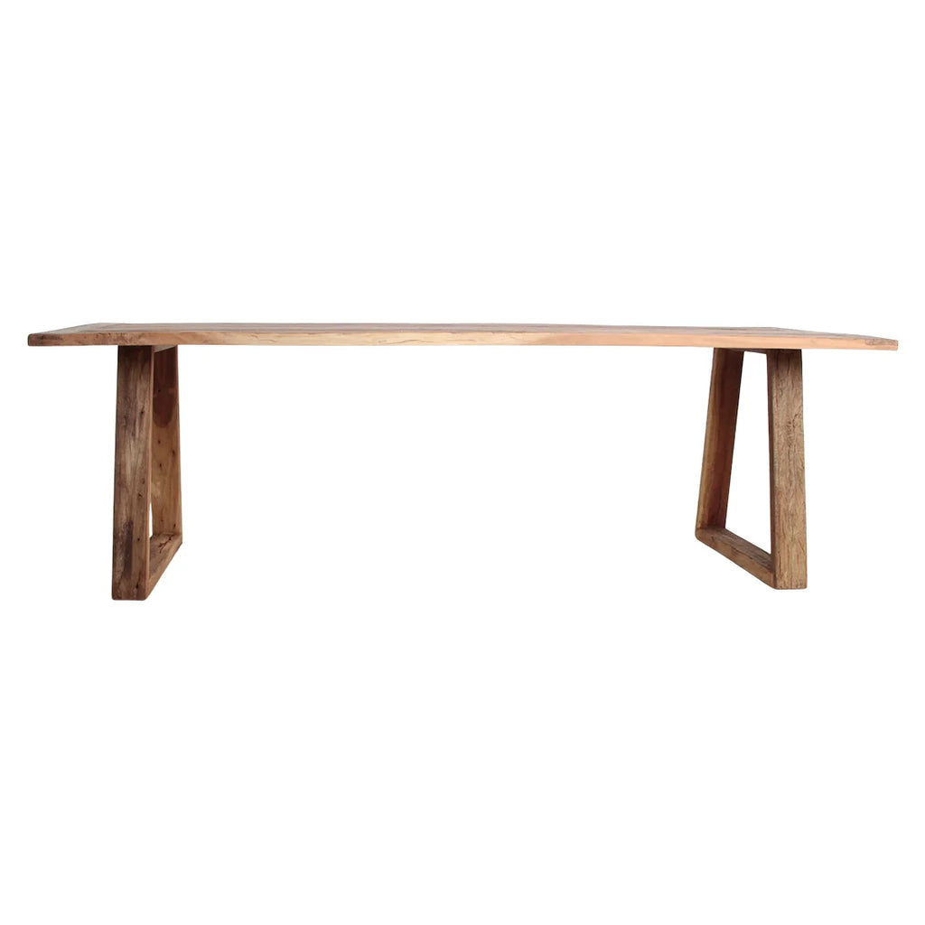 Table à manger en teck recyclé 240x90 cm pieds trapézoïdaux