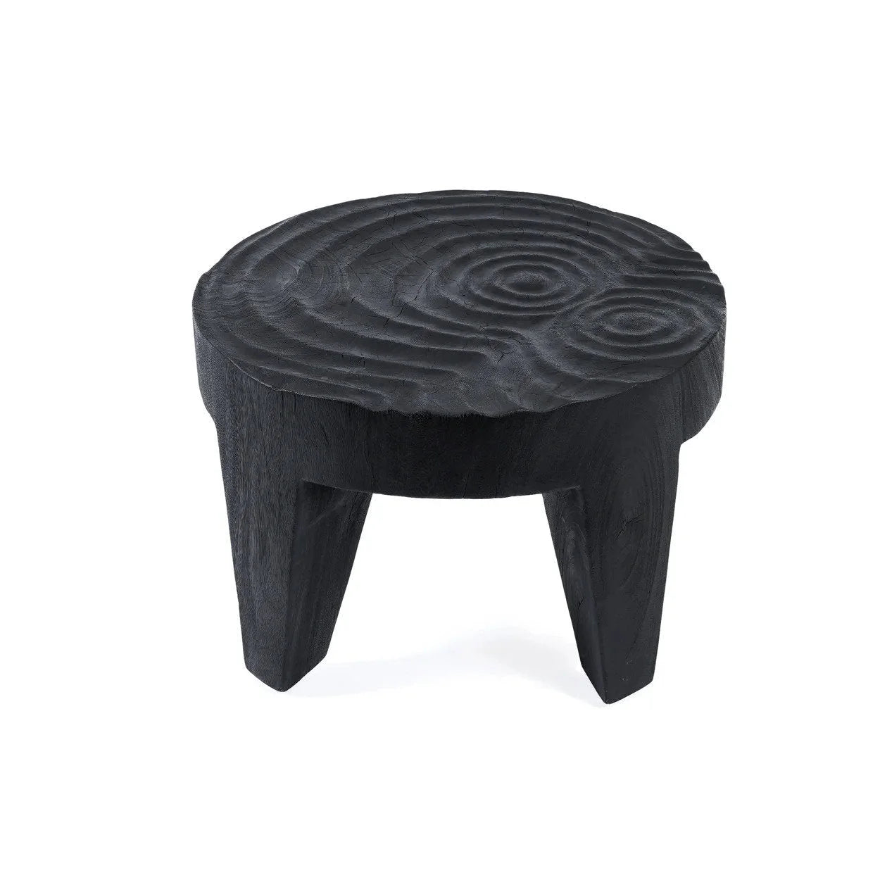 Table basse en bois de suar noir forme organique – 61x61 cm