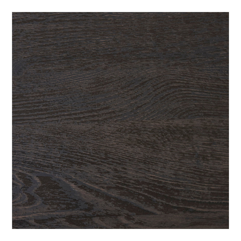 Table basse ovale en bois foncé grainé, pieds noirs texturés 60x120 cm